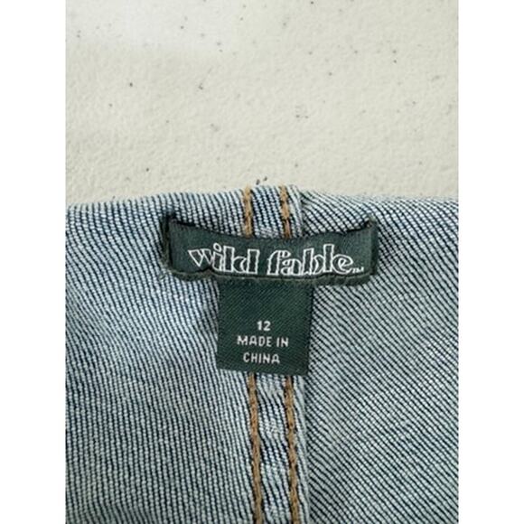 "WILD FABLE" Blue Jean Skort SZ 12 Pleated Side Zipper Preppy Grunge School Girl - Picture 3 of 8